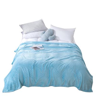 China PORTABLE China Manufactures Polyester Solid Super Soft Fleece Flannel Embossed Blankets for sale