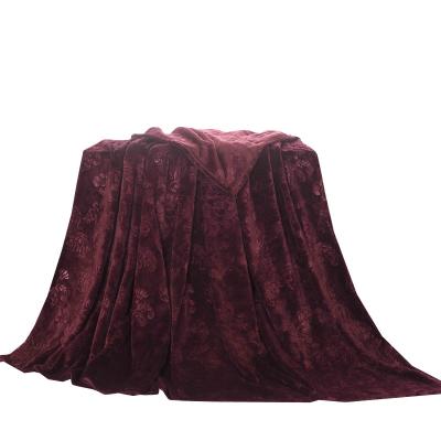 China Competitive Price Large PORTABLE Style Emboss Flannel Blanket for sale