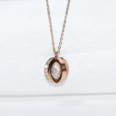 China Romantic Custom Simple Diamond Rose Gold Lantern Stainless Steel Alphabet Pendant Necklace for sale