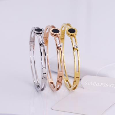 China CLASSIC Permanent Bangle Jewelry Mirror Polishing Simple Stainless Steel Cuff Bangle for sale