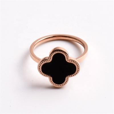 China Korean Simple Titanium Fashion Girls Ring Steel Four-Leaf Clover Jewelry Rings for sale