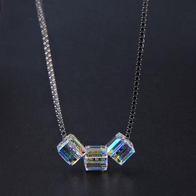 China Hot Selling Cute Edition 925 Sterling Silver Jewelry Girls Crystal Korean Necklace for sale