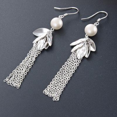 China Factory wholesale CLASSIC 925 sterling silver female pearl earring long tassel earring growth earrings for sale