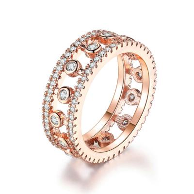 China CLASSIC Zircon Wedding Simple Ladies Copper Rose 18k Gold Jewelry Eternity Ring for sale