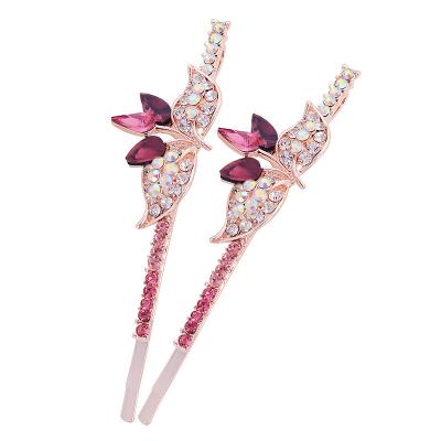 China Alloy Fashion Flower Leaves Girl Jewelry Champagne Hair Pin Accessory for sale