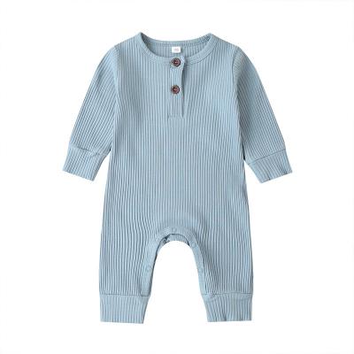 China Breathble Cozy Wholesale Newborn Baby Overalls Long Sleeve Solid Rib Rompers For Babies for sale