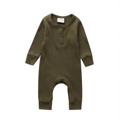 China Breathble Cozy Wholesale Newborn Baby Overalls Long Sleeve Solid Rib Rompers For Babies for sale