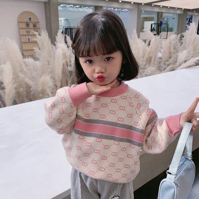 China Anti-wrinkle 202 drop children sweater wholesale pink round neck tops for girls for kids sweaters clothes for sale