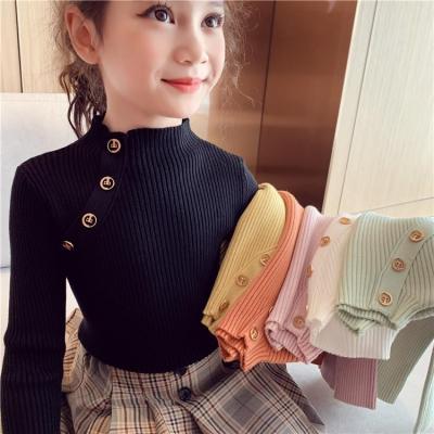 China Anti-wrinkle Girls Sweaters Turtle Neck Solid Color Solid Color Knitting Sweater Autumn Children Clothing Pullover Kids for sale