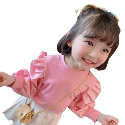 China Hot Sale Toddler Girls Boutique Spring Autumn Puff Sleeves Blouse Anti-Shrink Solid Tops for sale