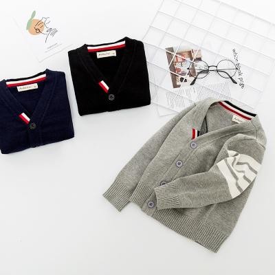 China Anti-Wrinkle Latest Kids V-Neckline Knitted Cardigan Sweater Coat For Fall 2021 100% Cotton Kids Boy And Girl Clothing Sweater for sale