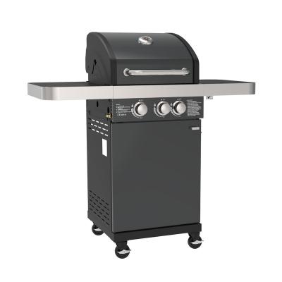 China Adjustable Height Commercial Gas Grill 2 Side Burner+1 BBQ Garden With Cabinets Wheels Stainless Steel Barbecue Outdoor for sale