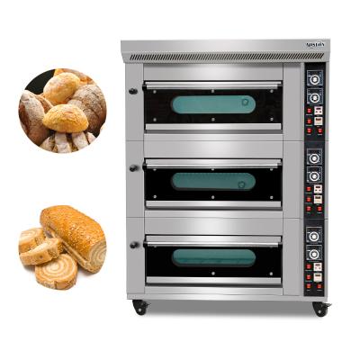 China High Efficiency Yoslon RTS Industrial Commercial , 3 Deck 6 Trays Toast Bread / Deck Oven Gas Pizza Oven for sale