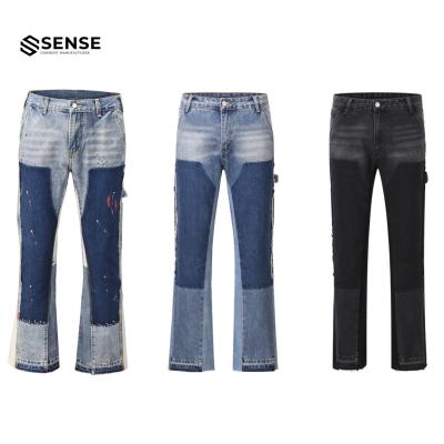 China Custom Made Jeans Men Stacked Flare Raw Sense Carpenter Breeches Breathable Jeans for sale