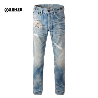 China Sustainable Custom Heavyweight Japanese Selvedge Denim Raw SENSE OEM&ODM Distressings Raw Jeans for sale