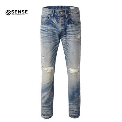 China Sustainable Custom Vintage Japanese Selvedge Denim Raw SENSE OEM&ODM Distressings Jeans for sale