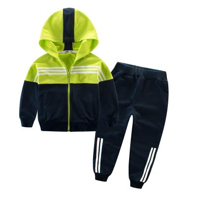 China New Product Color Matching Casual Children's Suit Sweatpants Cotton Boy Jacket Two Piece Set for sale