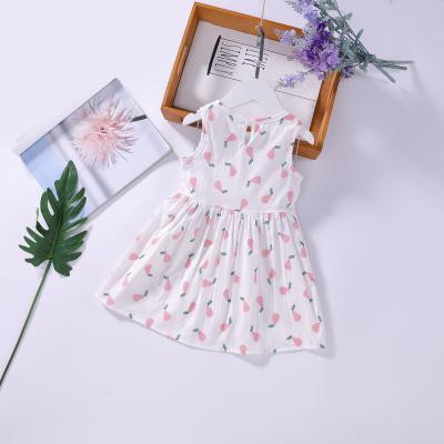 China 2020 New Summer Breathable Leisure Kids Anti-static Cute Floral Print Short Sleeve Cotton Short Dresses For Baby for sale