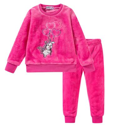 China The style is novel and the workmanship is excellent girl flannel pajamas kids long sleeve pajamas 2 piece winter sleepwear set for sale