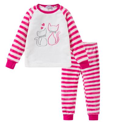 China The Style Is Novel And The Workmanship Is Excellent Design Brand New Girls Pajamas Two Piece Winter Children Cat Pattern Pajamas for sale