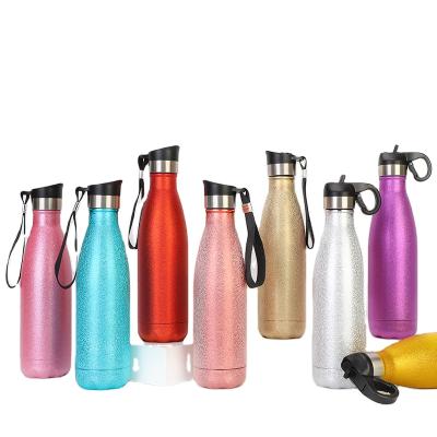 China A3611 500ml PORTABLE Stainless Cups Vacuum Cola Cup Travel Drinks Water Sports Bottles Insulation Glitter Flasks for sale