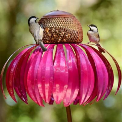 China A3705 Amazon Auto Sales Garden Flower Bird Feeder Feel Pink Coneflower Bird Feeder Outdoor for sale