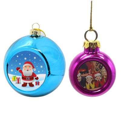 China Christamas Decoration A2797 Custom 6cm Thermal Transfer Printing Sphere Gift Decorations Baubles Christmas Tree Hanging Ball for sale