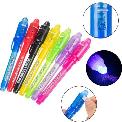 China Promotion Low Moq Customized Invisible Ink Magic Pen, Spy Pen With UV Light Permanent Marker Pen for sale