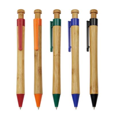 China Multicolor Clip 0.5mm Bamboo Pen Set Popular Stationery and Office Pens Bamboo Gift with Printed Logo for sale