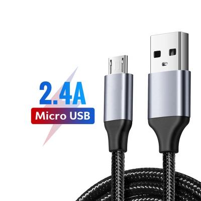 China Mobile Phone Micro USB Cable Nylon Fast Charging 2.4A USB Data Cable For Android Mobile Phone USB Charging Cord for sale