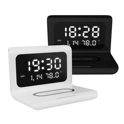 China 3-1 Multifunctional Fast Creative Wireless Charging Mobile Phone Clock Qi Alarm Clock Qi Alarm Clock Wireless Charging Stand for sale