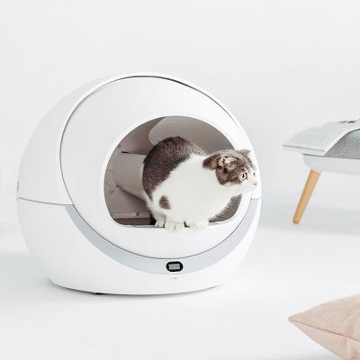 China Petree Sustainable Self Cleaning Bin For Cats Luxury Plastic Robot Cat Litter Box Semi-Closed Large Cat Toilet for sale