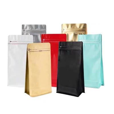 China Barrier Matt Aluminum Foil Coffee Bags, Stand Up/Flat Bottom Coffee Pouches with Air Release Valve and Reusable Side Zipper. for sale