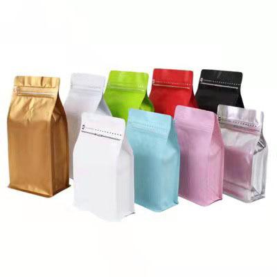 China Barrier Kraft Paper Stand Up Coffee Pouches With One Way Degassing Valve And Zipper Reusable Side Coffee Bags for sale