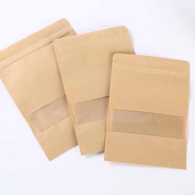 China 100 Pieces/Bunk Kraft Paper Window Bag Wedding Candy Bag Brown Vertical Frosted Self Seal Zipper Bag Biodegradable Te koop