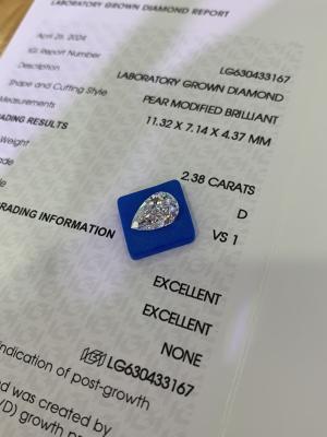 China 2.38CT D VS1 2EX Synthetic Diamonds Lab Diamonds Pear Shape for sale