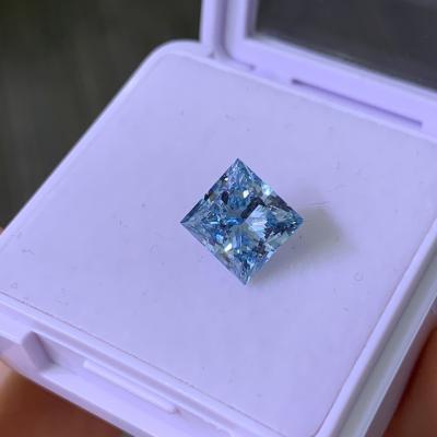 China 3.22CT Fancy Intense Blue VS2 2EX CVD Lab Grown Diamond Princess Cut for sale