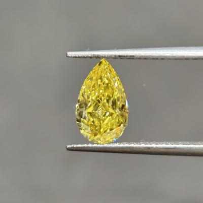 China 1.39ct VVS2 Man Made Yellow Diamonds Cvd And Hpht Diamonds Pear Cut for sale