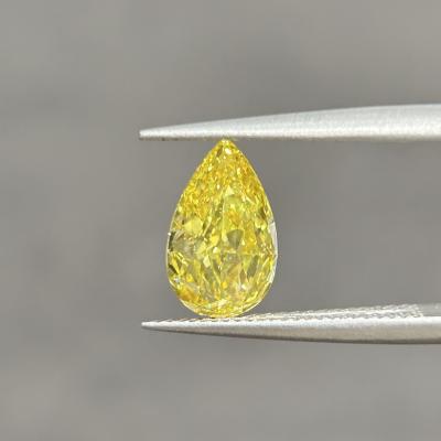 China 1.7ct Laboratory Grown Diamonds Pear Cut CVD Fancy Vivid Yellow VS1 2EX N IGI for sale