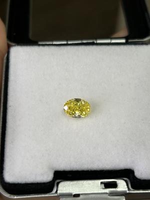 China 1.37 Carat Oval Cut HPHT VS CVD Diamonds Fancy Vivid Yellow for sale