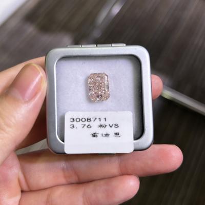 China CVD 3.76ct Synthetic Pink Diamond Lab Created Radiant Cut Diamond for sale