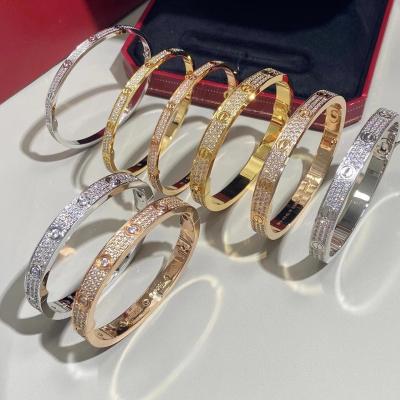 China GH VS Bangle Paved Diamond Love Bracelet Natural Diamond Jewelry for sale