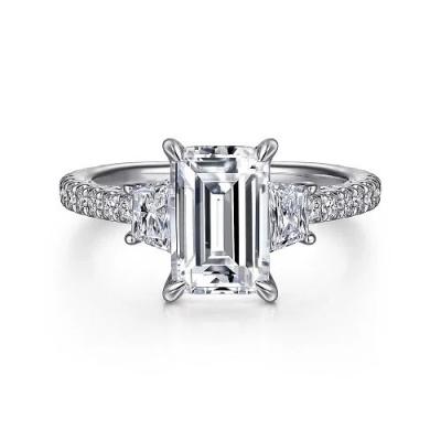 China Lab Diamond Wedding Band VVS Clarity HPHT Emerald Cut Lab Groeide Diamanten Ring Te koop