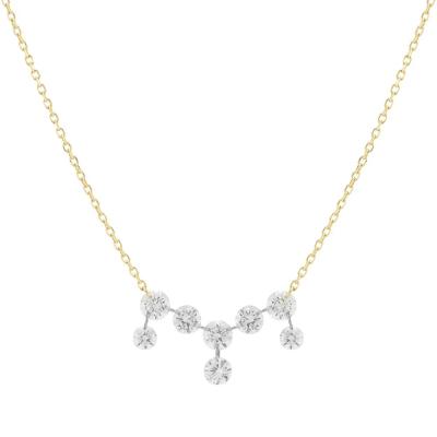 China Necklace with 18K 14K 10K Solid Gold Clarity CVD Round Cut Bezel Lab Grown Diamond for sale