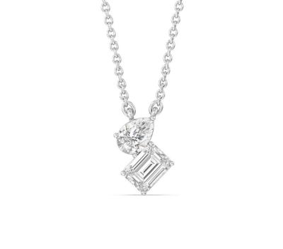 China Round Emerald Cut Bezel Lab Grown Diamond Necklace in 18K 14K 10K Solid Gold Clarity CVD for sale