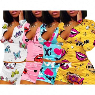 China 2021 New Arrival QUICK DRY Autumn Long Sleeve 2 Piece Two Piece Sleepwear Women Pajamas Outfit Ladies Sets For Women for sale