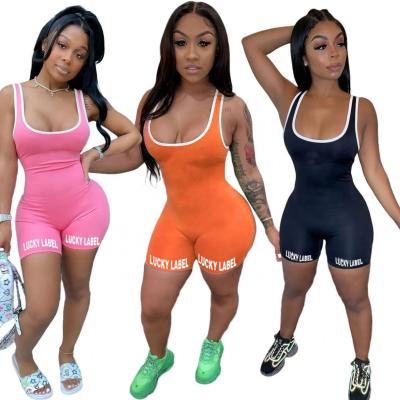 China Q5243 Amazon Summer Sale 2021 Women's Lucky Label Jumpsuits QUICK DRY Neon Hot Short Jogger Wear Shorts for sale