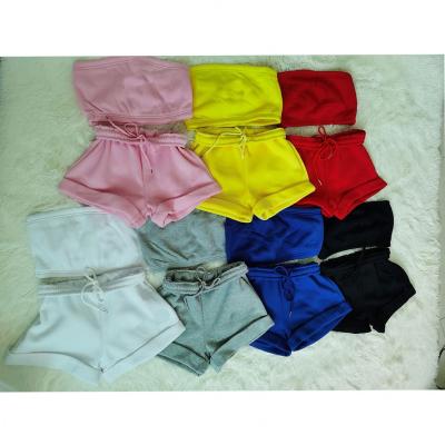 China 2021 Summer Wholesale Breathable Solid Color Two Piece Short Pants Set 2 Piece Jogger Set Women's GYM Fitness Wear for sale