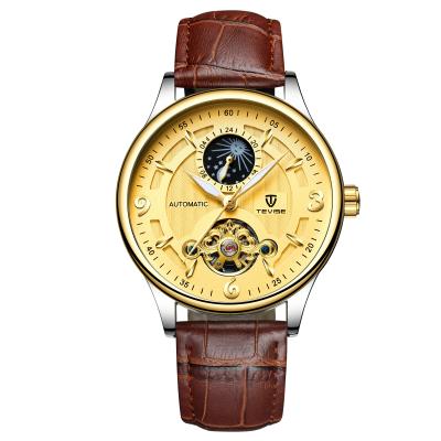 China Sale Date Tevise T820B Tourbillon Top Casual Leather Strap Automatic Men's Wrist Watch for sale