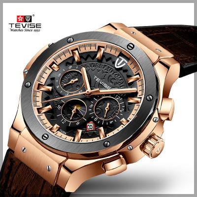 China Hot Selling Auto Date Top Watches Gift Box Leather Jam Band Mens Tangan Watch Customizable Brand for sale